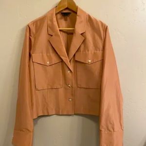 J Crew Collection Cotton/Silk Structured Blouse Jacket Pale Pink 12